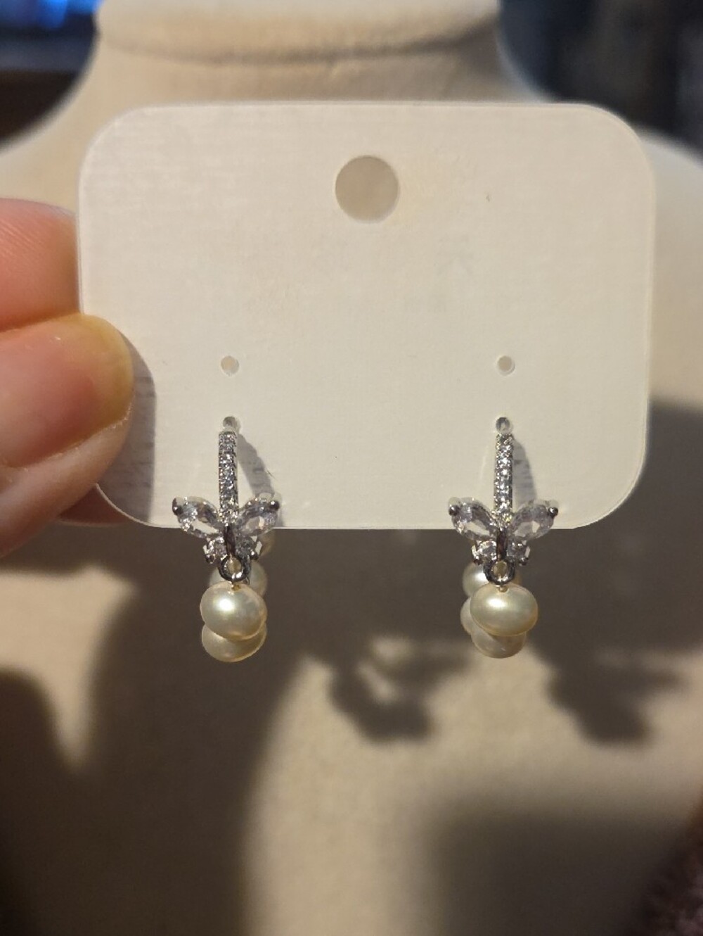Elegant Pearl Drop Earrings with Crystal Accents